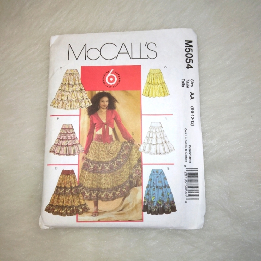 MCCALL'S M5054 Sz 6-12 Misses flared tiered skirt in variations